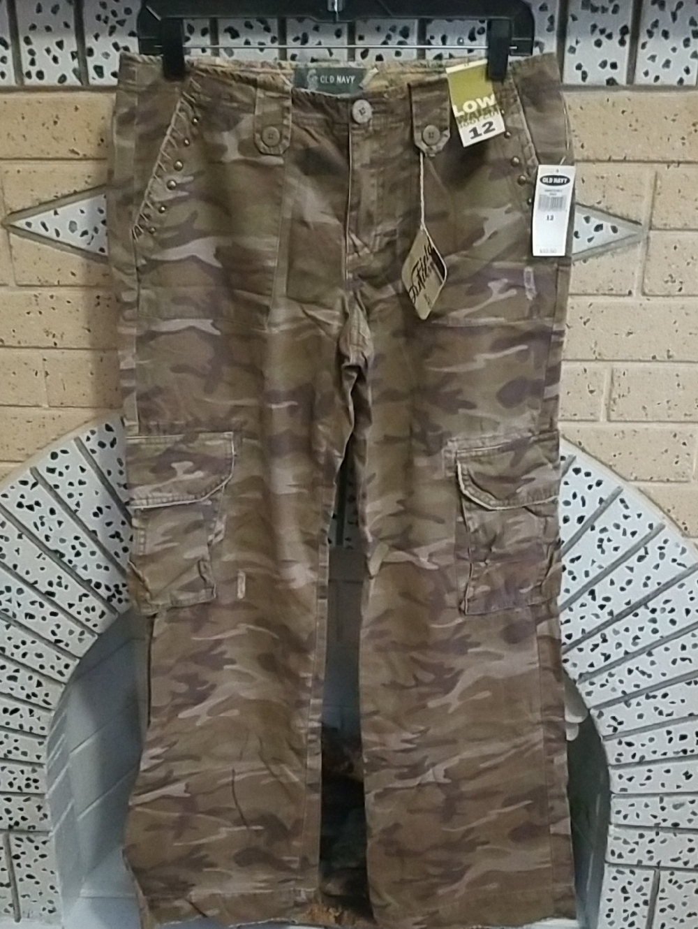 Vintage Y2k Old Navy Womens Camo Cargo Pants - Olive Brown